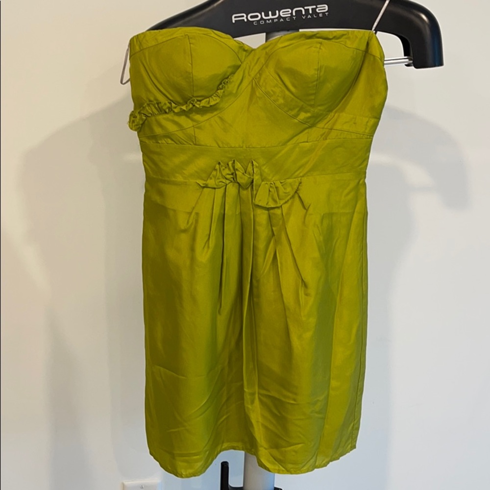 100% silk green dress